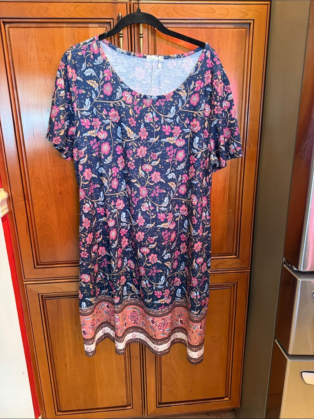 Women's Navy Floral Short-Sleeve Dress